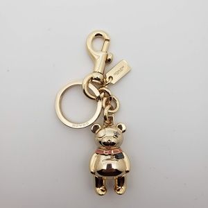 New Coach Gold 3D Bear Purse Charm Key Ring